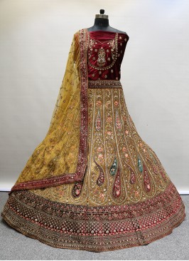 Subtle Embroidered Yellow Lycra Trendy Lehenga Choli