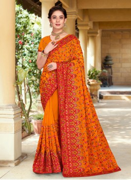 Subtle Orange Georgette Trendy Saree