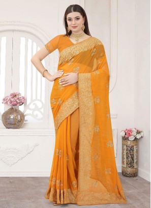 Subtle Silk Mustard Zari Trendy Saree