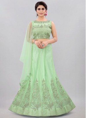 Sumptuous Green Net Lehenga Choli