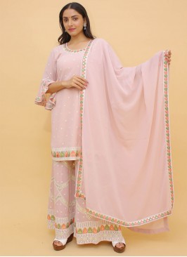 Sumptuous Peach Georgette Designer Salwar Suit