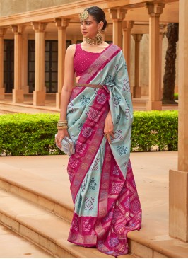 Sumptuous Weaving Aqua Blue Classic Saree