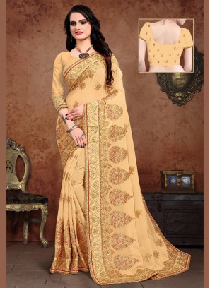 Sunshine Cream Reception Classic Saree