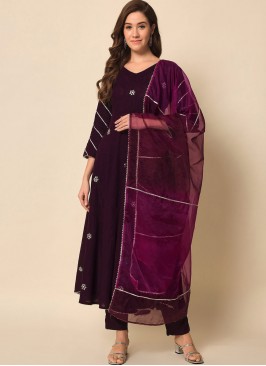 Sunshine Embroidered Viscose Purple Readymade Salwar Kameez