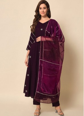 Sunshine Embroidered Viscose Purple Readymade Salwar Kameez