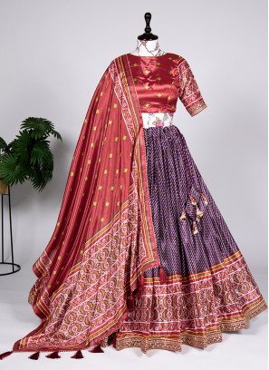 Sunshine Purple Border Chinon Trendy Lehenga Choli