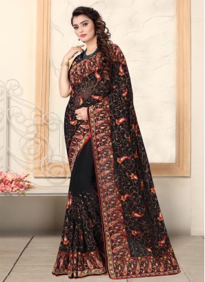 Sunshine Resham Black Trendy Saree