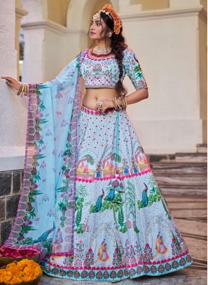 Superb Art Silk Mehndi Designer Long Lehenga Choli