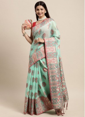Superb Cotton Woven Trendy Saree