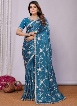 Superb Embroidered Morpeach  Satin Contemporary Sa