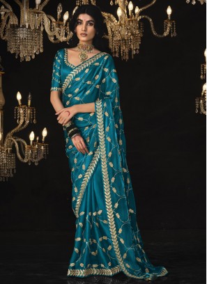 Superb Tissue Blue Contemporary Saree