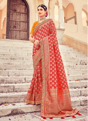 Superb Weaving Red Saree