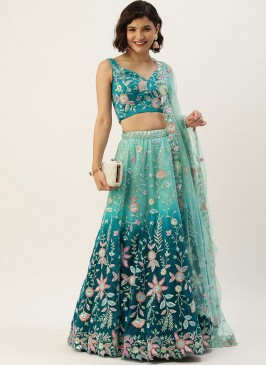 Superlative Blue and Rama Lehenga Choli