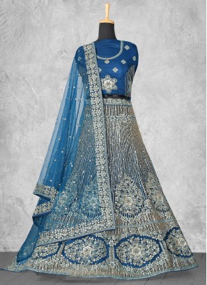 Superlative Blue Cord Lehenga Choli