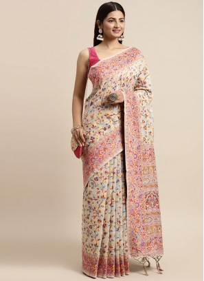 Superlative Woven Off White Cotton Silk Trendy Saree