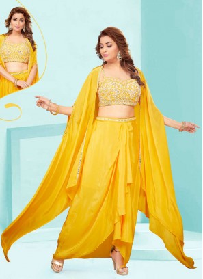 Superlative Yellow Party Lehenga Choli