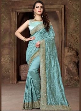 Surpassing Art Silk Blue Traditional Designer Sare