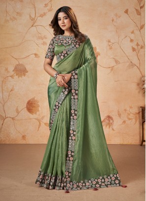 Surpassing Green Trendy Saree