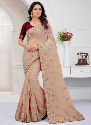 Surpassing Peach Cord Designer Saree