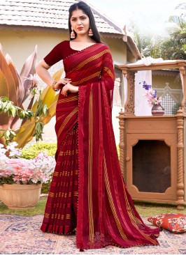 Swanky Fancy Fabric Maroon Classic Saree