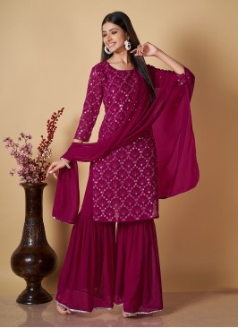 Swanky Georgette Hot Pink Salwar Suit