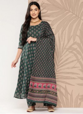 Swanky Green Printed Cotton Designer Salwar Suit