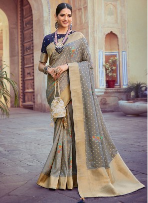 Swanky Grey Wedding Trendy Saree