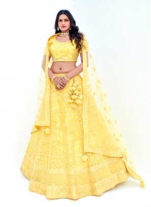 Swanky Mirror Yellow Viscose Trendy Lehenga Choli