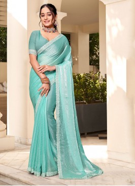 Swarovski Silk Trendy Saree in Sea Green