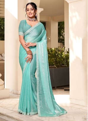 Swarovski Silk Trendy Saree in Sea Green