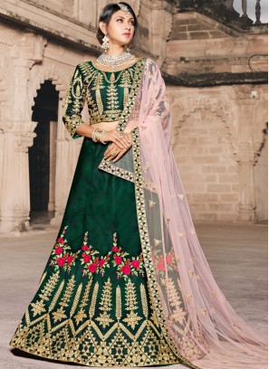 Tafeta Silk Lehenga Choli in Green