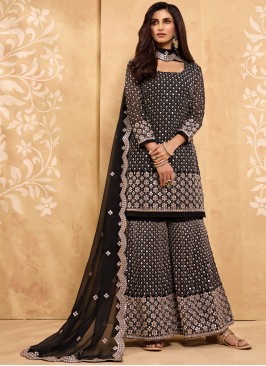 Tantalizing Black Zari Designer Palazzo Salwar Suit