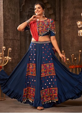 Tantalizing Navy Blue Viscose A Line Lehenga Choli