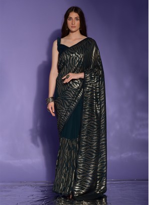 Tantalizing Teal Classic Saree