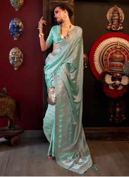 Tantalizing Weaving Satin Silk Contemporary Saree