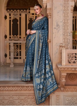 Teal Banarasi Silk Woven Trendy Saree