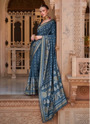 Teal Banarasi Silk Woven Trendy Saree