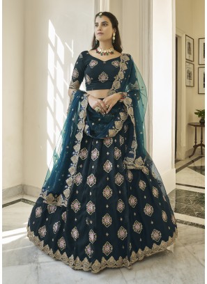 Teal Blue Beautiful Zari And Embroidery Party Wear Lehenga Choli