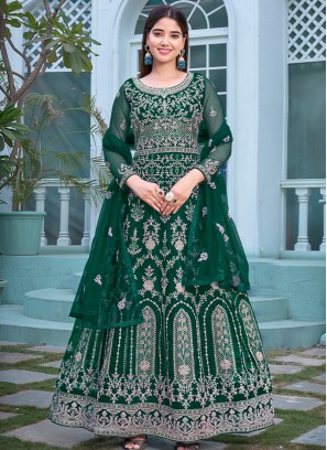 Green Butterfly Net Salwar Suit Set