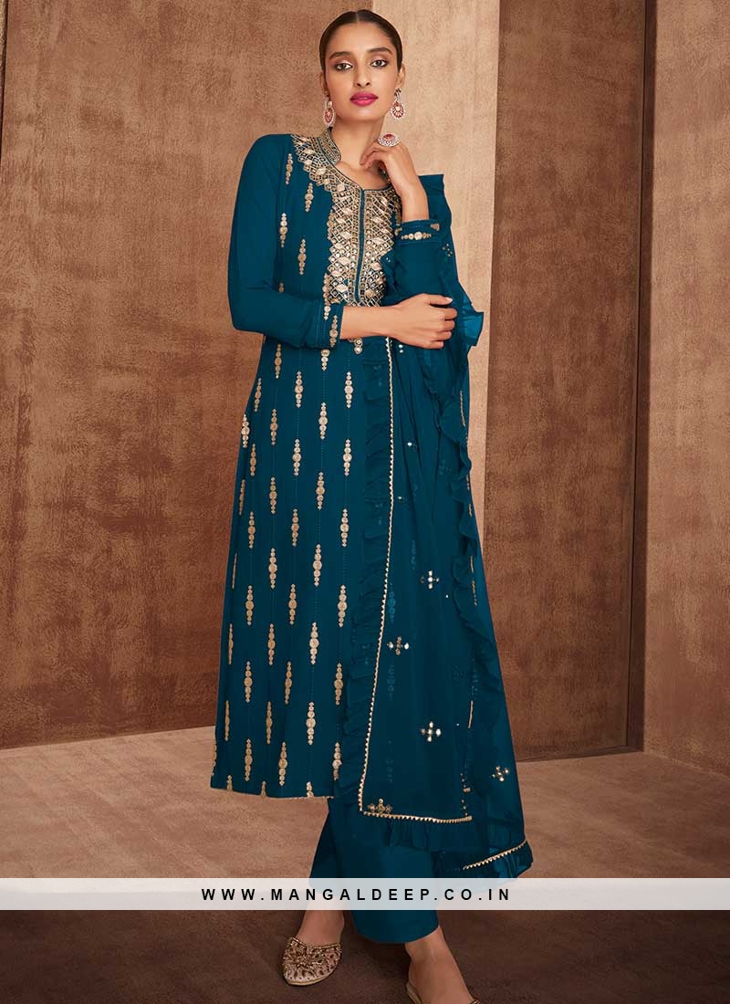 Buy Teal Blue Salwar Suit online-Karagiri