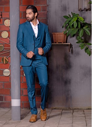 Teal Blue Color Mens Suit