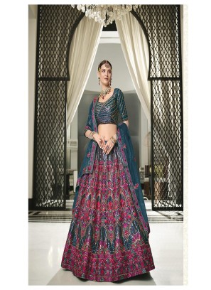 Teal Blue color silk  Lehenga Choli