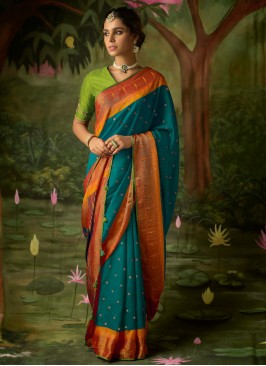 Teal Brasso Party Saree