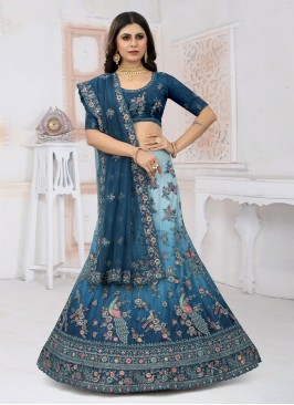 Teal Color A Line Lehenga Choli