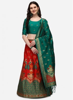 Teal Color Art Silk Festive Wear Lehenga