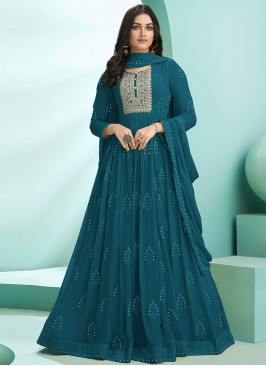 Teal Color Georgette Anarkali Dress