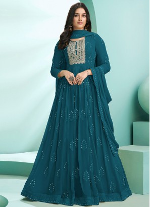 Teal Color Georgette Anarkali Dress