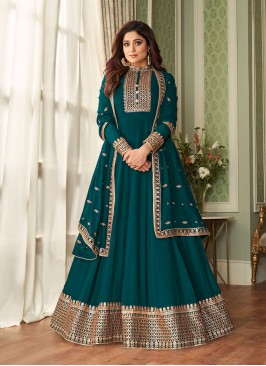 Teal Color Georgette Anarkali Suit