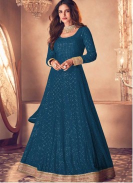 Teal Color Georgette Anarkali Suit