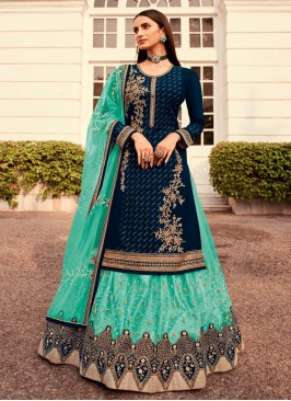 Teal Color Georgette Embroidered Gharara Suit